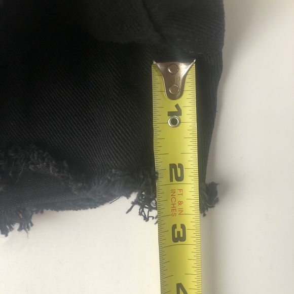 SHEIN High Rise Frayed Hem Black Denim Shorts Women's Medium - Picture 7 of 10